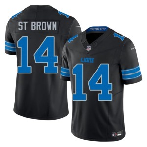 Amon-Ra St. Brown Motor City Lions Black #14 Official Men Jersey 372557-137
