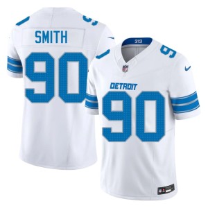 Chris Smith Men's Official White Motor City Lions #90 Jerseys 413092-644