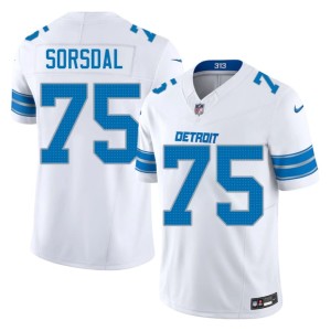 Colby Sorsdal #75 Official White Motor City Lions Men Jersey 316149-909