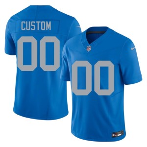 Custom Men DET Lions #00 Alternate Blue Official Jersey 682511-173
