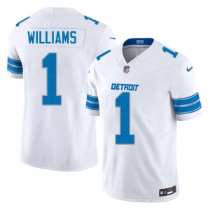 Jameson Williams Men's Replica White #1 Detroit Lions Jerseys 909523-861