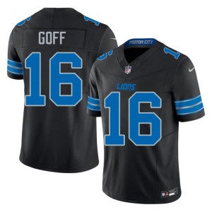 Jared Goff #16 Mens NFL Black Defend the Den Jersey 781226-442