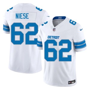 Michael Niese Player Men's Motor City Lions White #62 Jerseys 398938-699