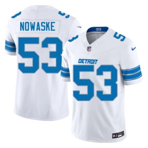 Trevor Nowaske White Mens Football #53 Lions Jersey 464699-993
