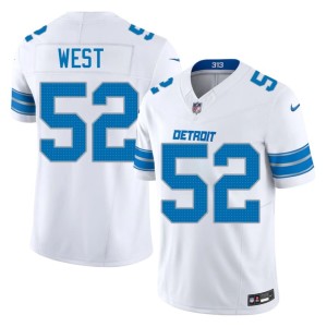 Tyre West Player #52 Mens White Motor City Lions Jersey 302554-900