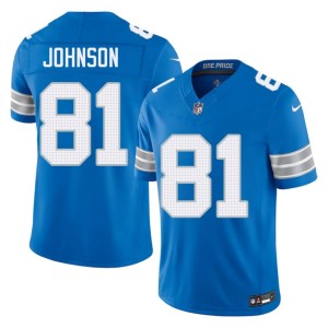 Calvin Johnson Motor City Lions Blue Mens #81 Game Jersey 417183-951