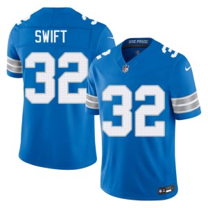 D'Andre Swift #32 Men Blue Defend the Den Player Jerseys 173650-254