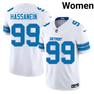 Ahmed Hassanein White #99 Player Womens Lions Jersey 787893-855