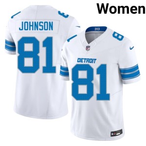 Calvin Johnson DET Lions Women's #81 White Official Jersey 254469-647