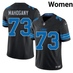 Christian Mahogany Women's Black #73 Football DET Lions Jersey 241703-803