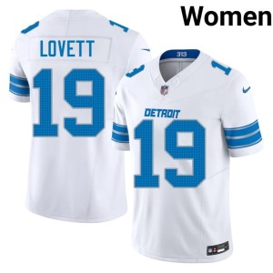 Dominic Lovett #19 Game White Motor City Lions Women's Jerseys 426729-378