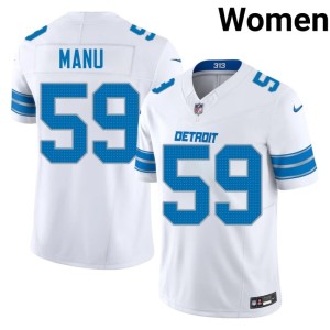Giovanni Manu Detroit Lions White #59 Women Football Jerseys 885826-221