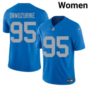 Levi Onwuzurike Women Alternate Replica #95 Blue DET Lions Jerseys 272344-412