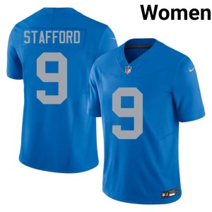 Matthew Stafford Alternate DET Blue #9 Football Women Jerseys 549604-275
