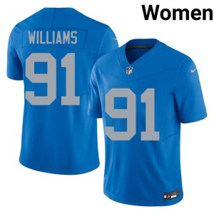 Tyleik Williams #91 Detroit Alternate Women Game Blue Jerseys 965116-724