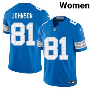 Calvin Johnson Embroidery DL Blue Women #81 Jersey 826340-924