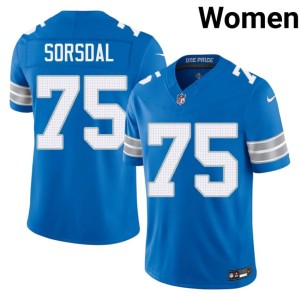 Colby Sorsdal Womens Motor City Lions #75 Blue Football Jersey 854633-740