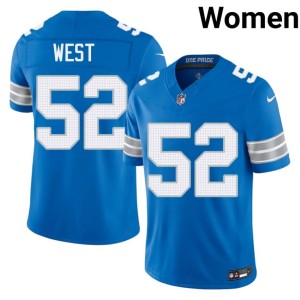Tyre West Stitched Blue Motor City Lions #52 Women Jersey 987660-525
