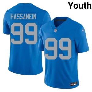 Ahmed Hassanein Youth #99 Blue NFL Alternate Detroit Lions Jerseys 693664-903