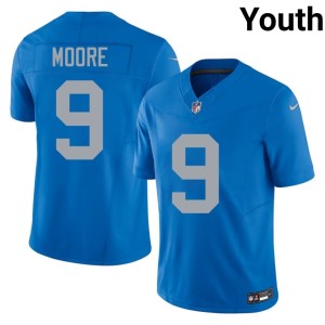 Derrick Moore NFL DET Alternate Youth #9 Blue Jerseys 228115-993