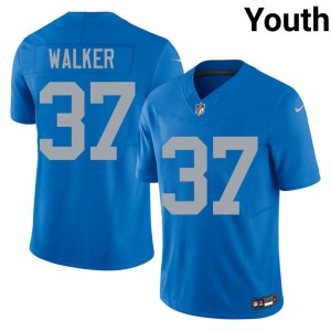 Doak Walker Youth Stitched Defend the Den #37 Blue Alternate Jerseys 299073-599