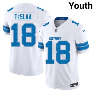 Isaac TeSlaa Youth Embroidery Defend the Den #18 White Jerseys 310596-534