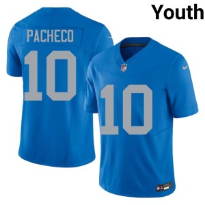 Isiah Pacheco Official Blue Youth Alternate #10 Silver Rush Jersey 755211-702