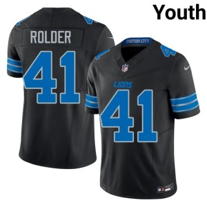 Jimmy Rolder Youth #41 Lions Black Stitched Jersey 656568-913