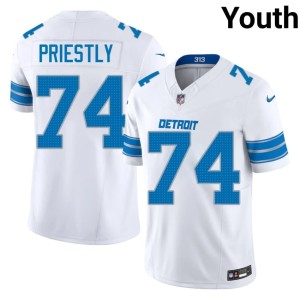 Melvin Priestly #74 White Game Lions Youth Jerseys 156722-308