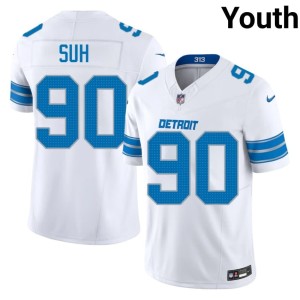 Ndamukong Suh White Youth #90 Detroit 2026 Jerseys 858184-532