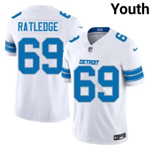 Tate Ratledge Detroit Lions Youth #69 White NIL Jerseys 543228-759