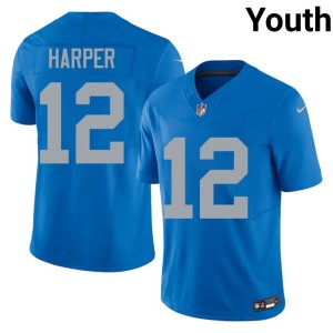 Thomas Harper Alternate Youth #12 Football Blue DET Lions Jersey 447840-258
