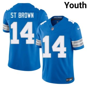 Amon-Ra St. Brown Youth #14 NIL DET Lions Blue Jerseys 421311-873